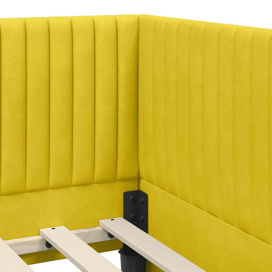 Hoekbedframe met hoofdeinde Geel 80 cm x 200 cm Fluweel