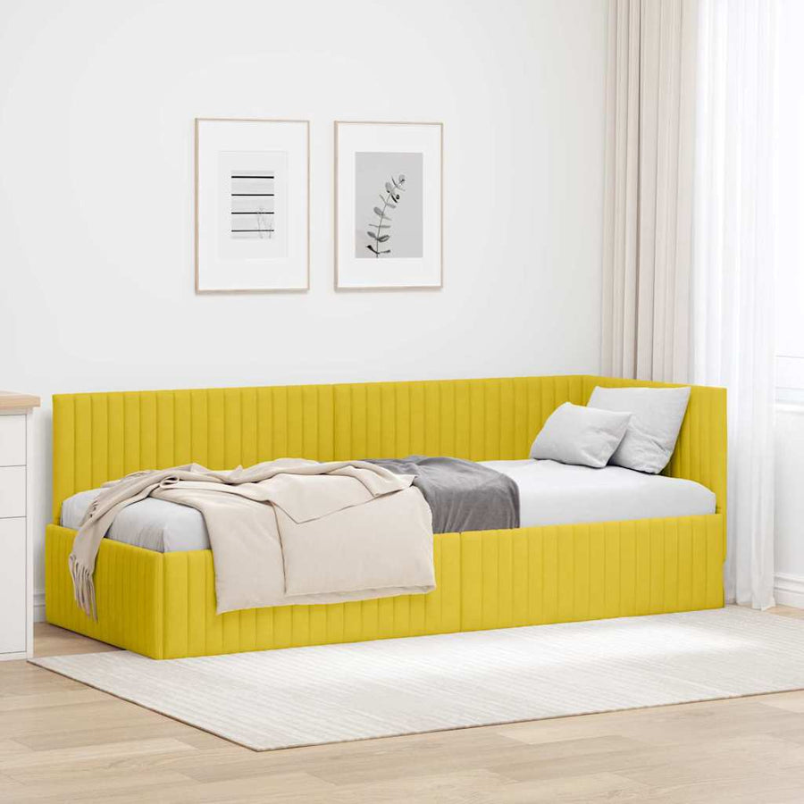 Hoekbedframe met hoofdeinde Geel 80 cm x 200 cm Fluweel