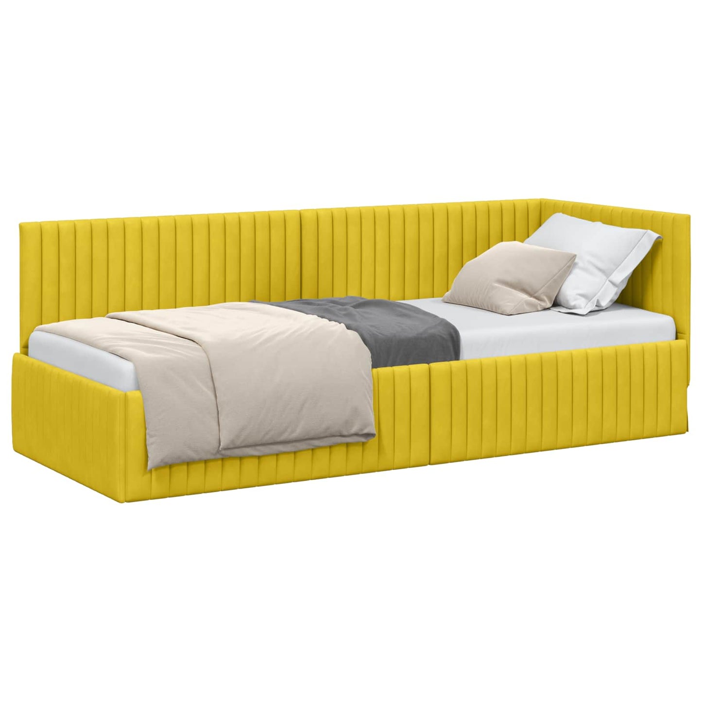 Hoekbedframe met hoofdeinde Geel 80 cm x 200 cm Fluweel