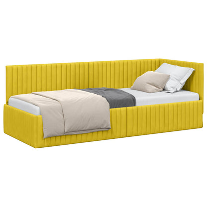Hoekbedframe met hoofdeinde Geel 80 cm x 200 cm Fluweel