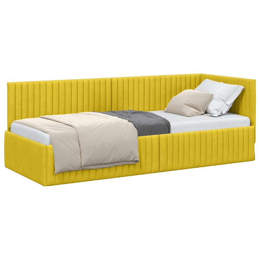 Hoekbedframe met hoofdeinde Geel 80 cm x 200 cm Fluweel