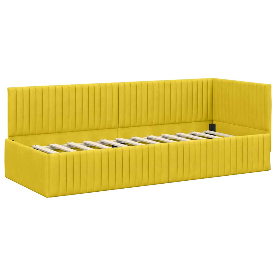 Hoekbedframe met hoofdeinde Geel 80 cm x 200 cm Fluweel
