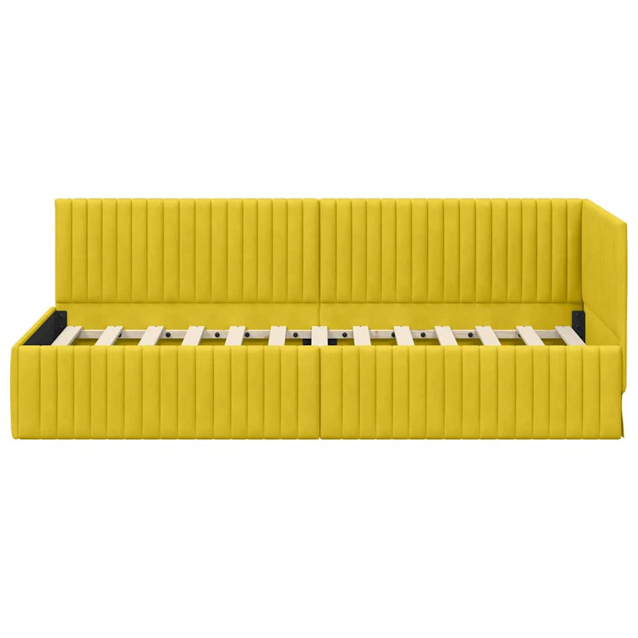 Hoekbedframe met hoofdeinde Geel 80 cm x 200 cm Fluweel