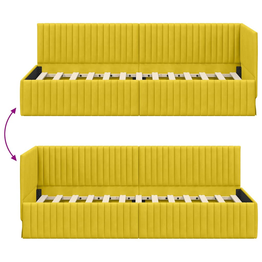 Hoekbedframe met hoofdeinde Geel 80 cm x 200 cm Fluweel