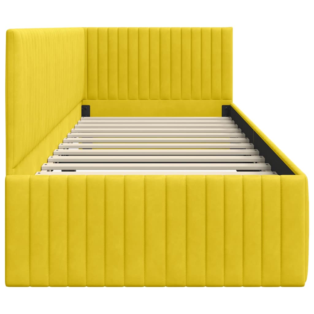 Hoekbedframe met hoofdeinde Geel 80 cm x 200 cm Fluweel