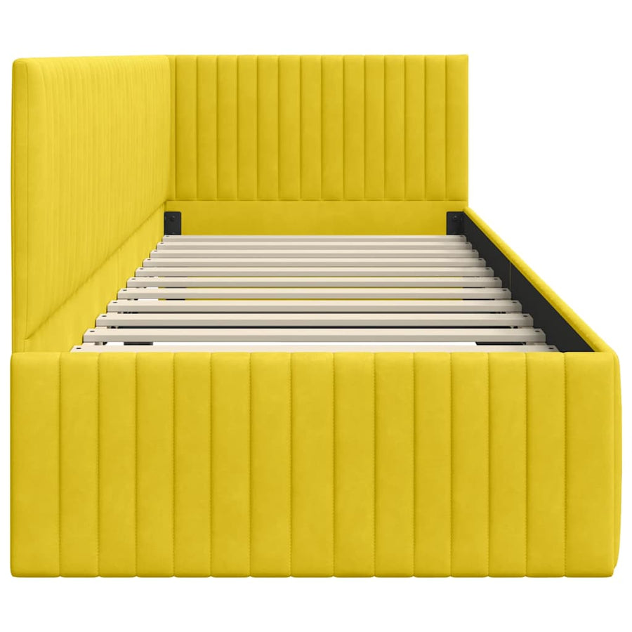 Hoekbedframe met hoofdeinde Geel 80 cm x 200 cm Fluweel