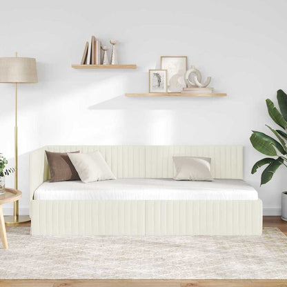 Hoekbedframe met hoofdeinde Crème 80 cm x 200 cm Fluweel