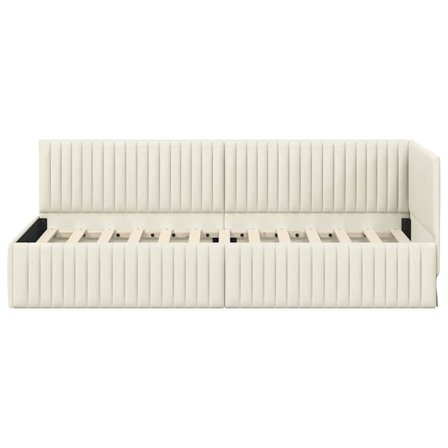 Hoekbedframe met hoofdeinde Crème 80 cm x 200 cm Fluweel