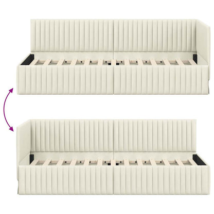 Hoekbedframe met hoofdeinde Crème 80 cm x 200 cm Fluweel