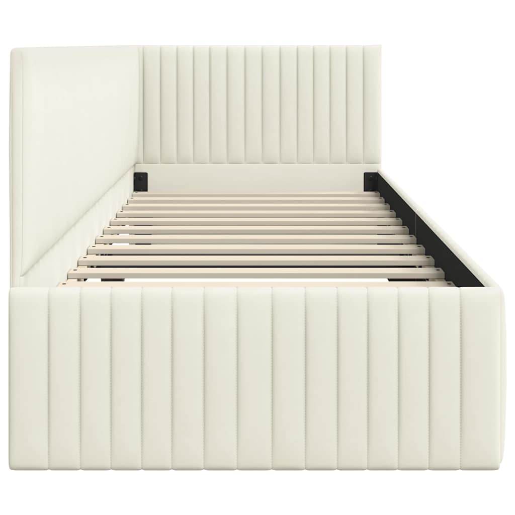 Hoekbedframe met hoofdeinde Crème 80 cm x 200 cm Fluweel