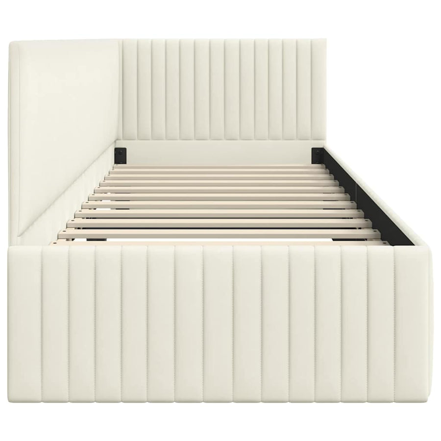 Hoekbedframe met hoofdeinde Crème 80 cm x 200 cm Fluweel