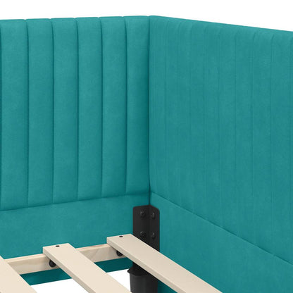 Hoekbedframe met hoofdeinde Turquoise 80 cm x 200 cm Fluweel