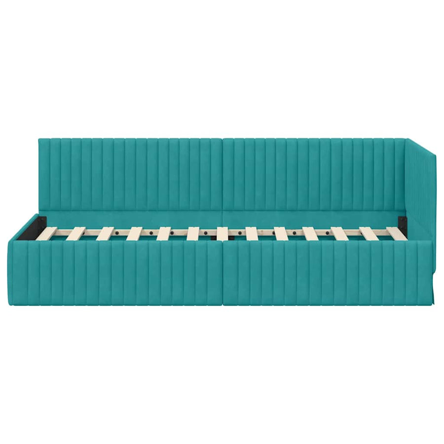 Hoekbedframe met hoofdeinde Turquoise 80 cm x 200 cm Fluweel