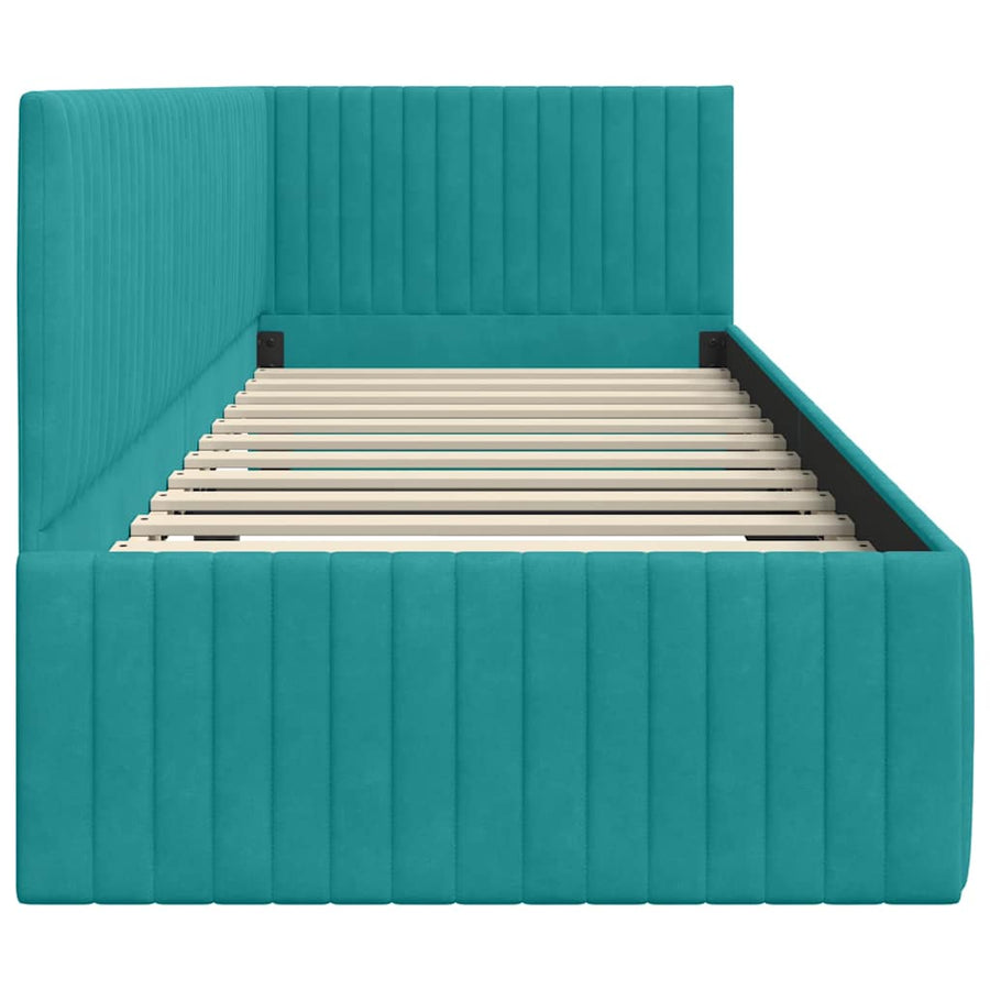 Hoekbedframe met hoofdeinde Turquoise 80 cm x 200 cm Fluweel
