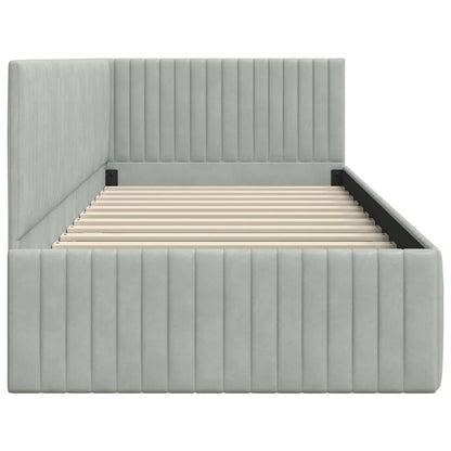 Hoekbedframe met hoofdeinde Lichtgrijs 90 cm x 190 cm Fluweel