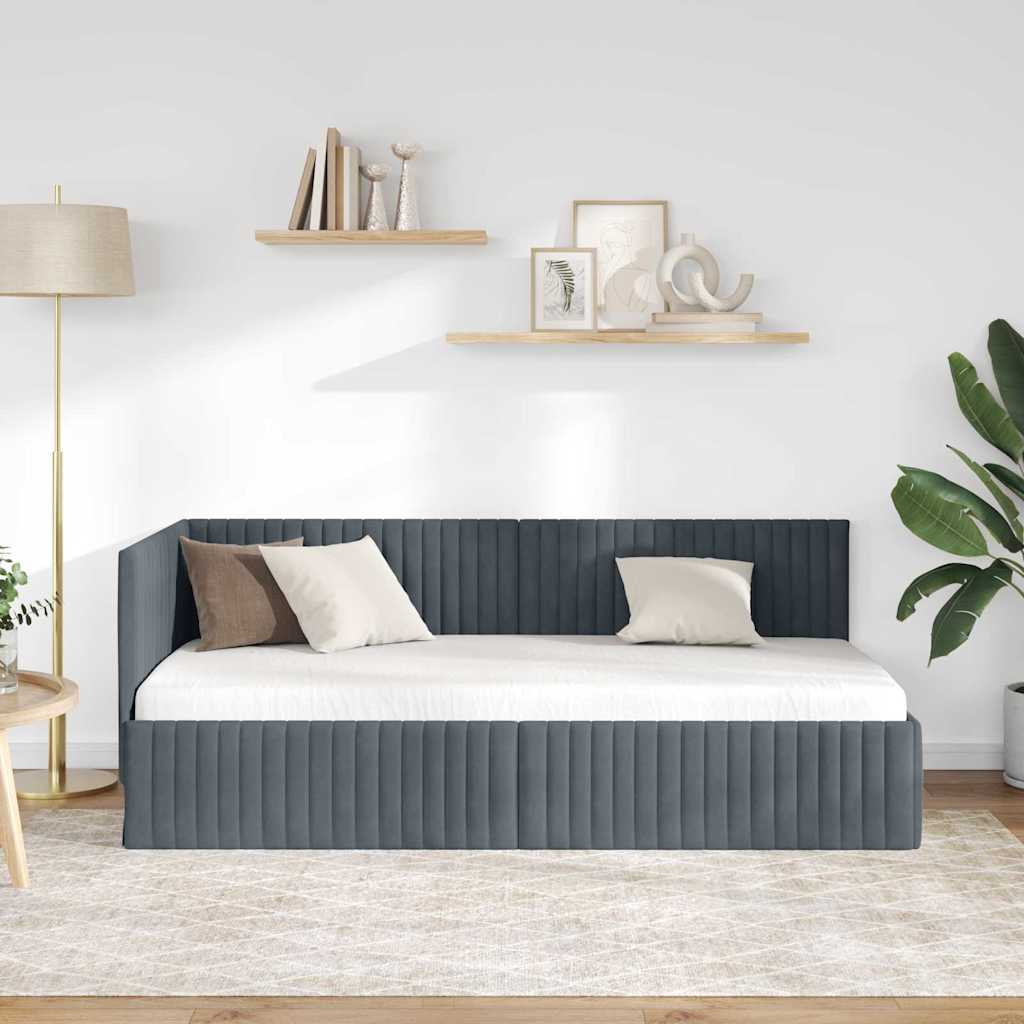 Hoekbedframe Met Hoofdeinde 90 Cm X 190 Cm Fluweel 90 x 190 cm