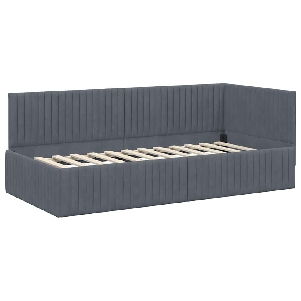 Hoekbedframe Met Hoofdeinde 90 Cm X 190 Cm Fluweel 90 x 190 cm