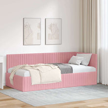 Hoekbedframe met hoofdeinde Roze 90 cm x 190 cm Fluweel