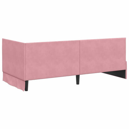 Hoekbedframe met hoofdeinde Roze 90 cm x 190 cm Fluweel