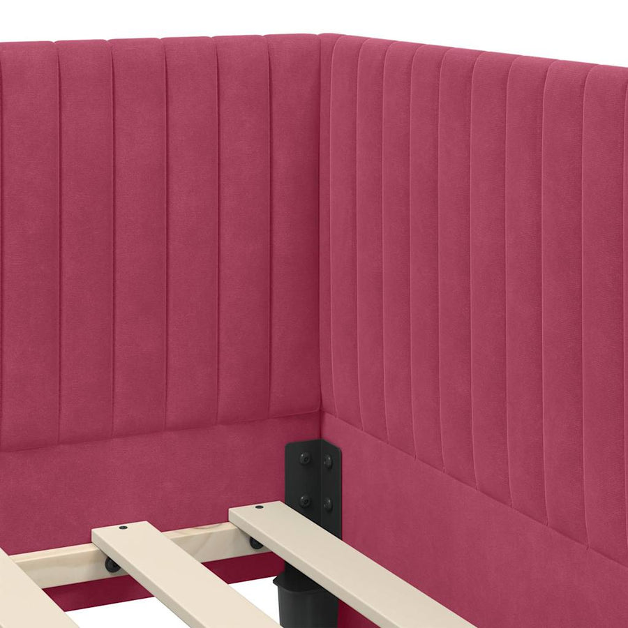 Hoekbedframe met hoofdeinde Wijnrood 90 cm x 190 cm Fluweel
