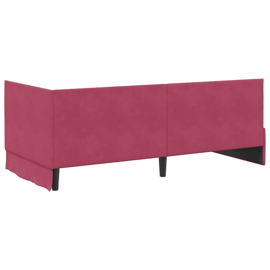 Hoekbedframe met hoofdeinde Wijnrood 90 cm x 190 cm Fluweel