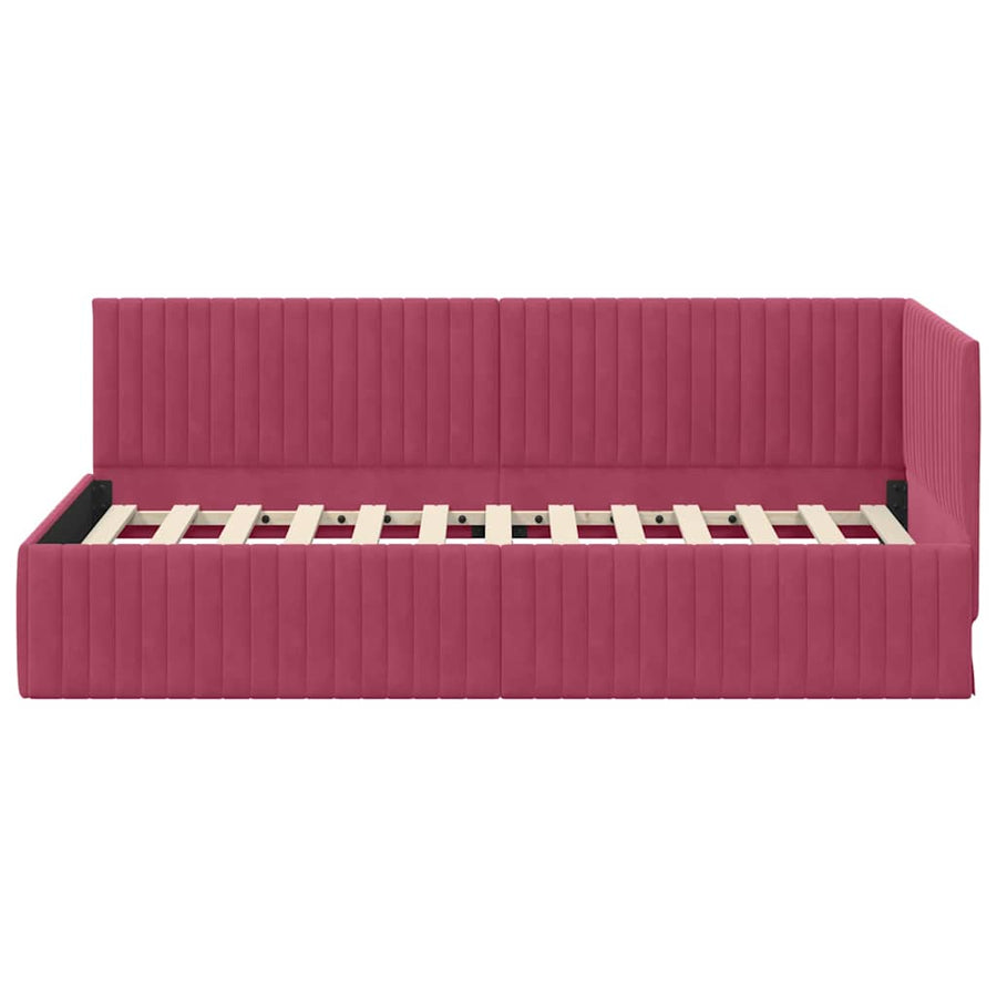 Hoekbedframe met hoofdeinde Wijnrood 90 cm x 190 cm Fluweel