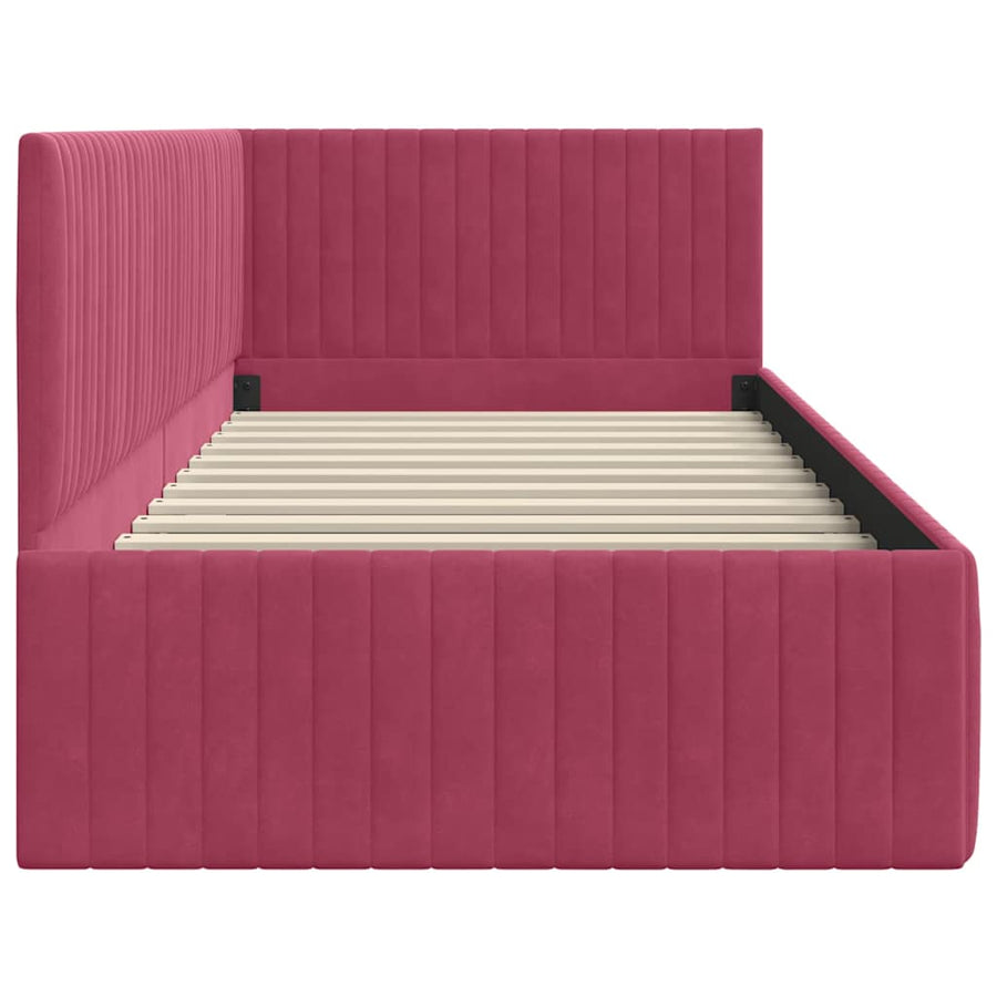 Hoekbedframe met hoofdeinde Wijnrood 90 cm x 190 cm Fluweel