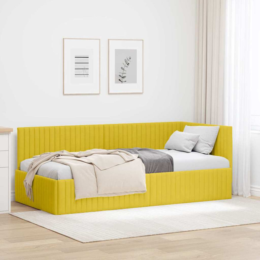 Hoekbedframe met hoofdeinde Geel 90 cm x 190 cm Fluweel
