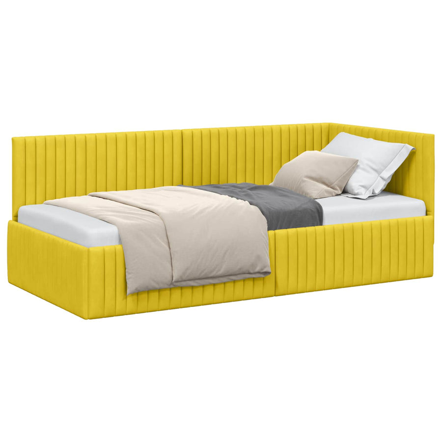 Hoekbedframe met hoofdeinde Geel 90 cm x 190 cm Fluweel