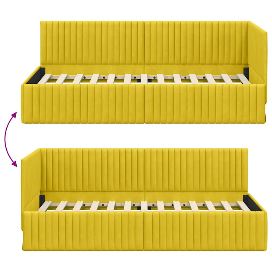Hoekbedframe met hoofdeinde Geel 90 cm x 190 cm Fluweel