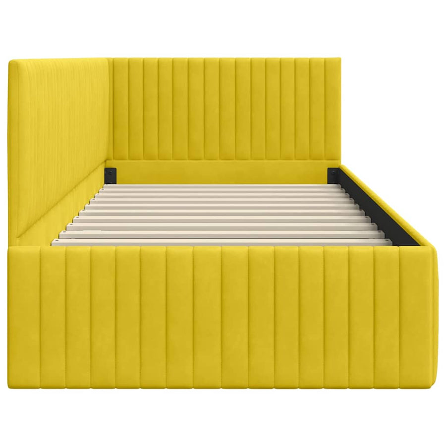 Hoekbedframe met hoofdeinde Geel 90 cm x 190 cm Fluweel