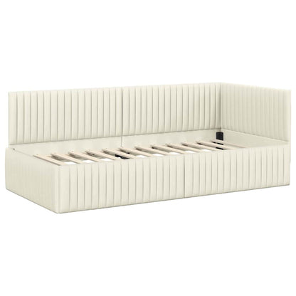 Hoekbedframe Met Hoofdeinde Crème 90 Cm X 190 Cm Fluweel