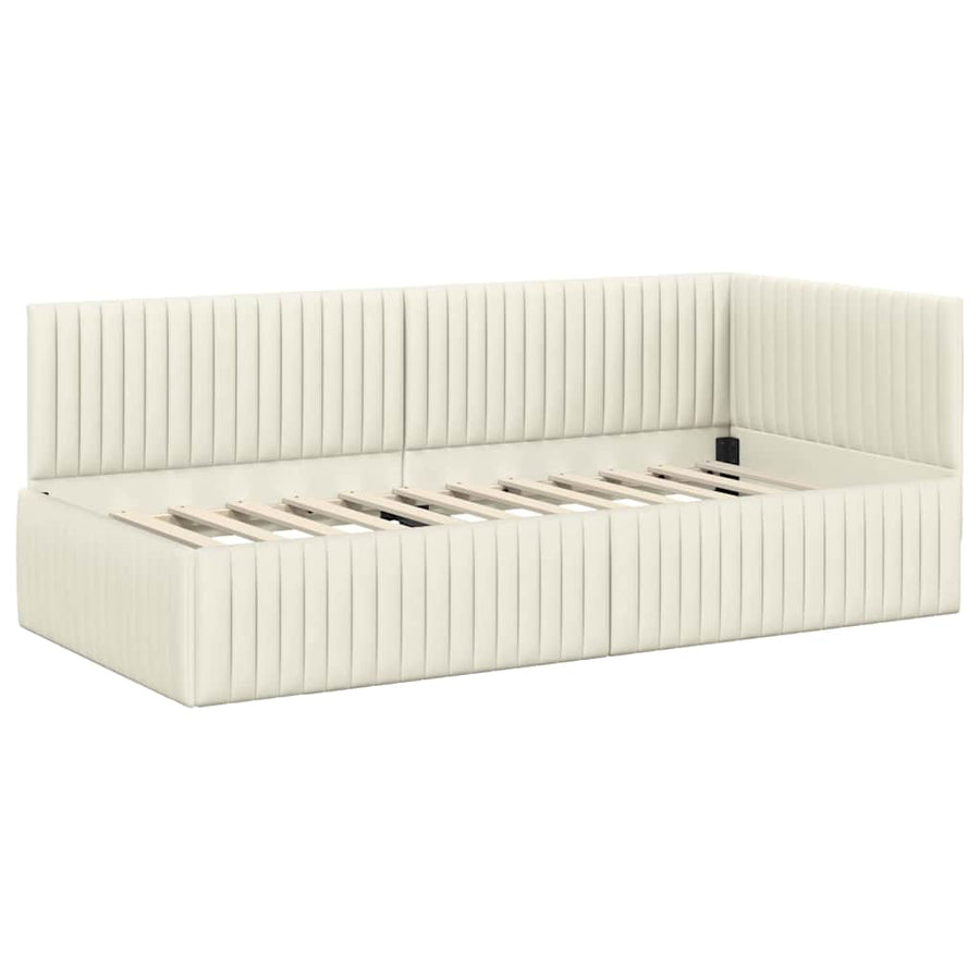 Hoekbedframe Met Hoofdeinde Crème 90 Cm X 190 Cm Fluweel