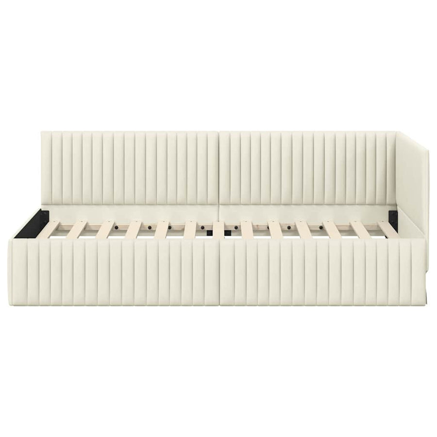 Hoekbedframe Met Hoofdeinde Crème 90 Cm X 190 Cm Fluweel
