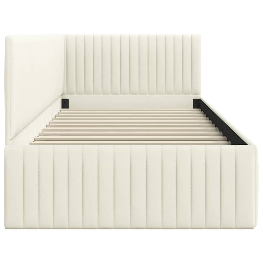 Hoekbedframe Met Hoofdeinde Crème 90 Cm X 190 Cm Fluweel