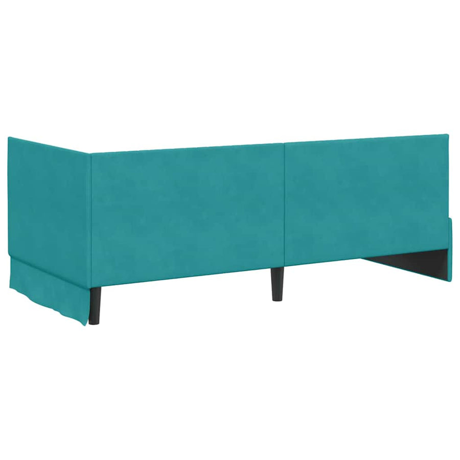 Hoekbedframe met hoofdeinde Turquoise 90 cm x 190 cm Fluweel