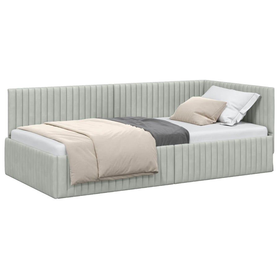 Hoekbedframe met hoofdeinde Lichtgrijs 90 cm x 200 cm Fluweel