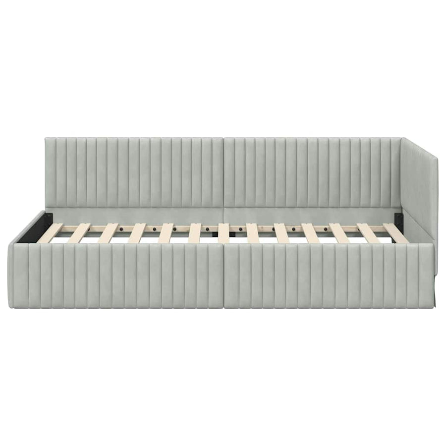 Hoekbedframe met hoofdeinde Lichtgrijs 90 cm x 200 cm Fluweel