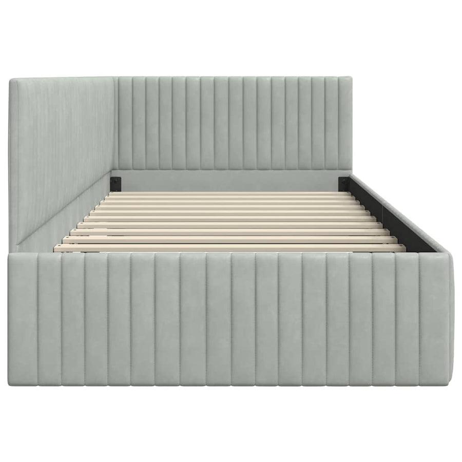 Hoekbedframe met hoofdeinde Lichtgrijs 90 cm x 200 cm Fluweel
