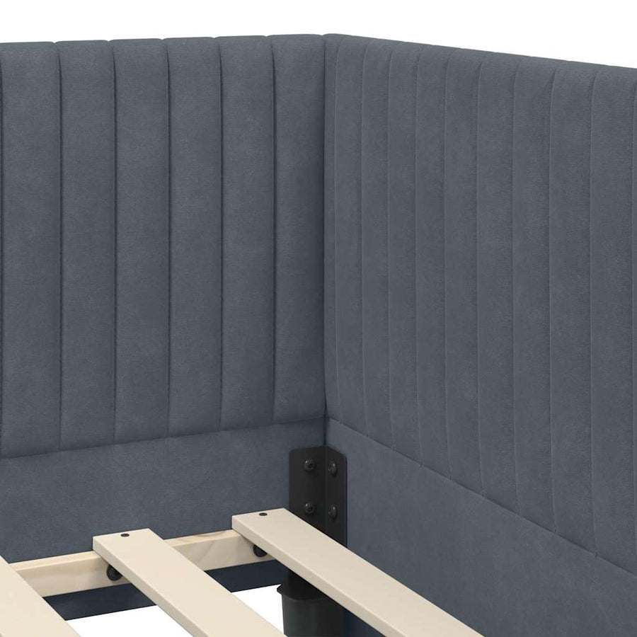 Hoekbedframe met hoofdeinde Donkergrijs 90 cm x 200 cm Fluweel