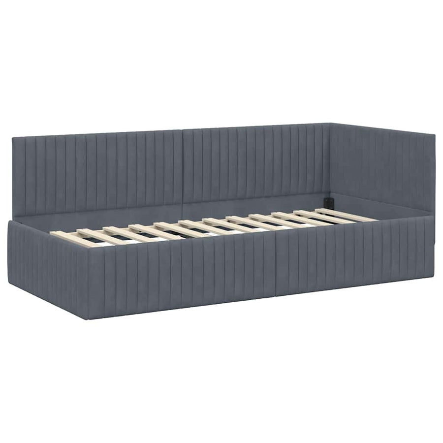 Hoekbedframe met hoofdeinde Donkergrijs 90 cm x 200 cm Fluweel