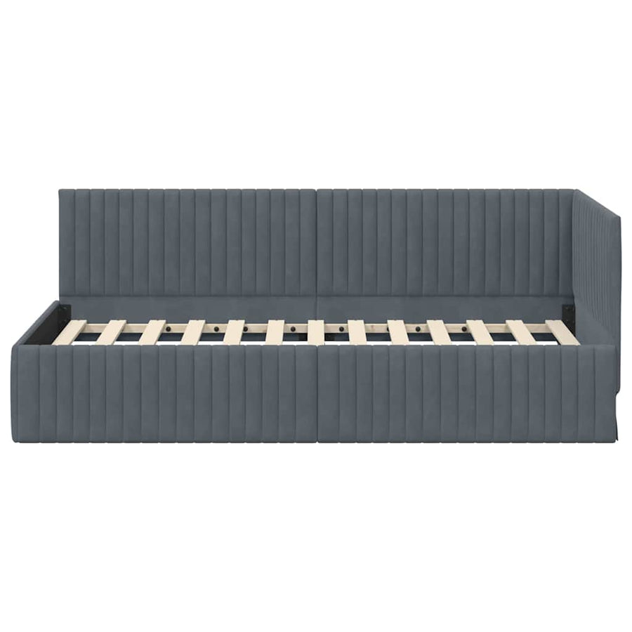 Hoekbedframe met hoofdeinde Donkergrijs 90 cm x 200 cm Fluweel