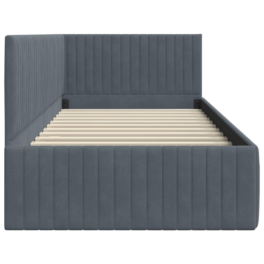 Hoekbedframe met hoofdeinde Donkergrijs 90 cm x 200 cm Fluweel