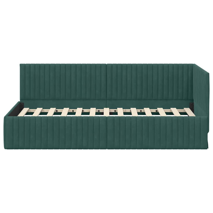 Hoekbedframe met hoofdeinde Donkergroen 90 cm x 200 cm Fluweel