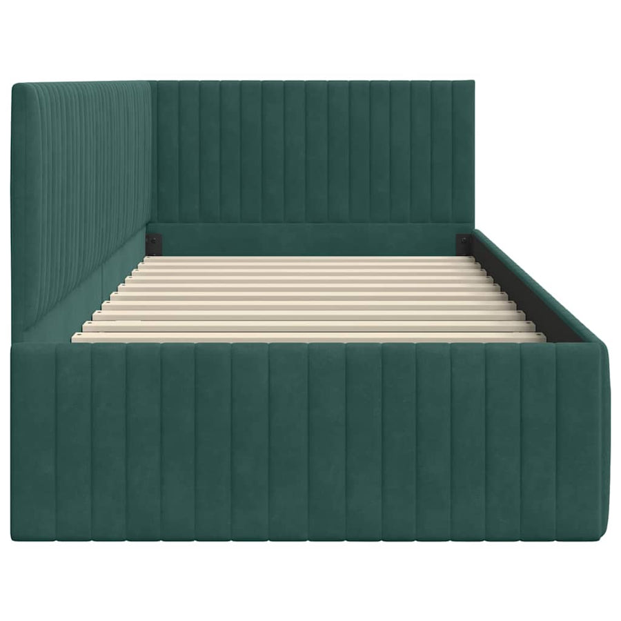 Hoekbedframe met hoofdeinde Donkergroen 90 cm x 200 cm Fluweel