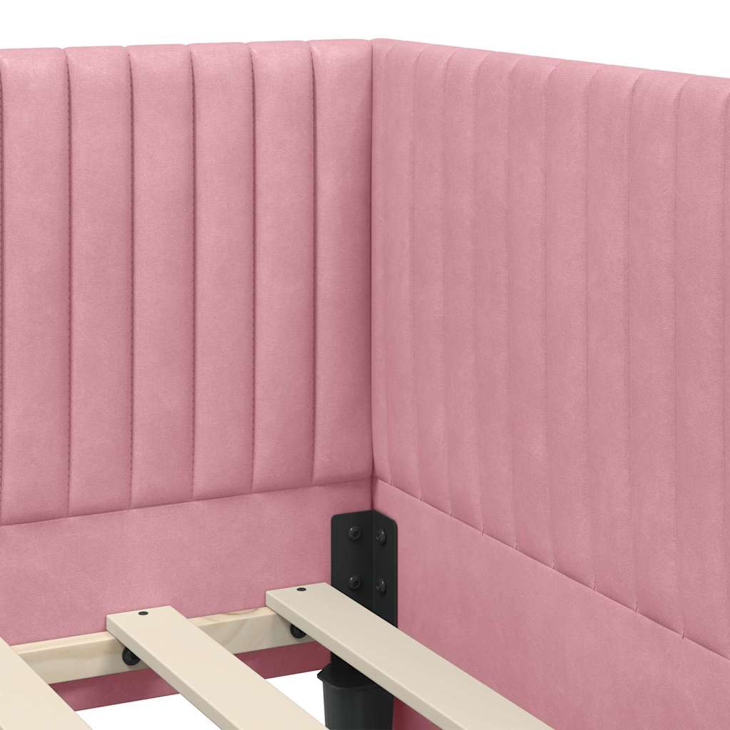 Hoekbedframe met hoofdeinde Roze 90 cm x 200 cm Fluweel