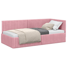 Hoekbedframe met hoofdeinde Roze 90 cm x 200 cm Fluweel