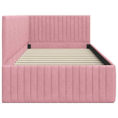 Hoekbedframe met hoofdeinde Roze 90 cm x 200 cm Fluweel