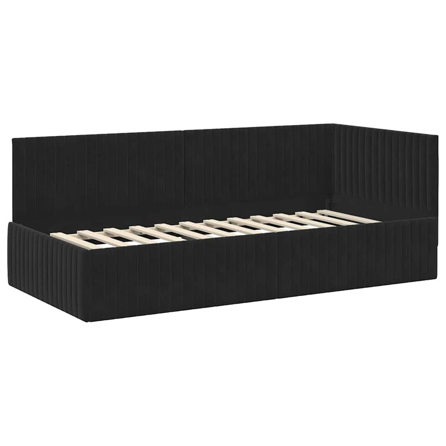Hoekbedframe met hoofdeinde Zwart 90 cm x 200 cm Fluweel