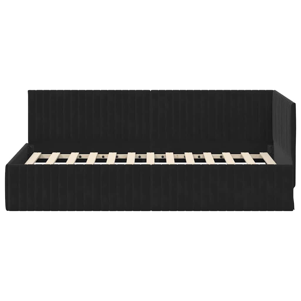 Hoekbedframe met hoofdeinde Zwart 90 cm x 200 cm Fluweel